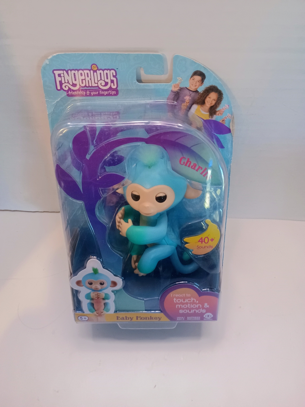2016 WowWee Fingerlings Charlie Baby Monkey Pet Blue/Green 40+ Sounds Collectors